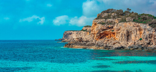 Cala S'Almunia, Santanyí, Mediterranean Sea, Mallorca, Islas Baleares, Spain, Europe