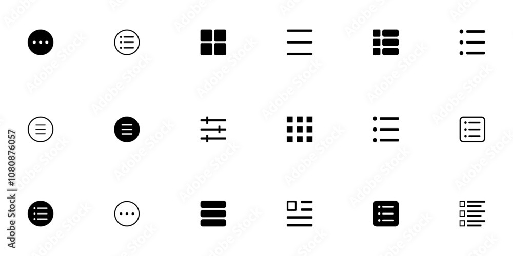 Poster menu icons web and mobile app ui navigation menu for home or drop list menu bar buttons