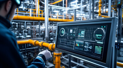 Naklejka premium Condition monitoring tools provide instant insights into efficiency and performance metrics within contemporary industrial environments.