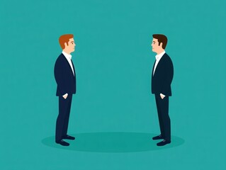 Fototapeta premium Two Businessmen Engaged in a Professional Discussion or Meeting, Highlighting Themes of Collaboration, Negotiation, and Business Communication in a Modern Office Environment