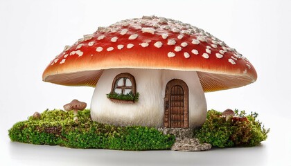 a mushroom house with a white background