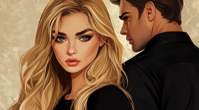 blonde girl next to man .Generative AI