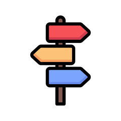 Direction arrow icon. Guidance, navigation, information concepts. Colored outline vector design isolated illustration.