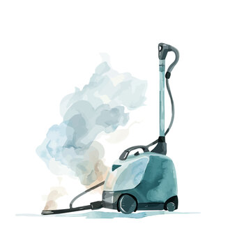 watercolor steam cleaner machine emitting vapor clip art preview