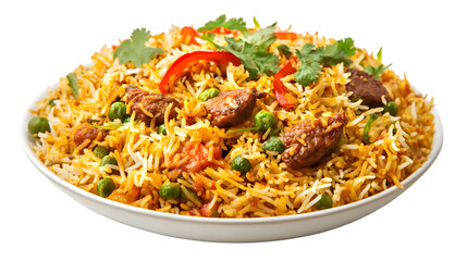 Savory biryani on a transparent background. isolated background.