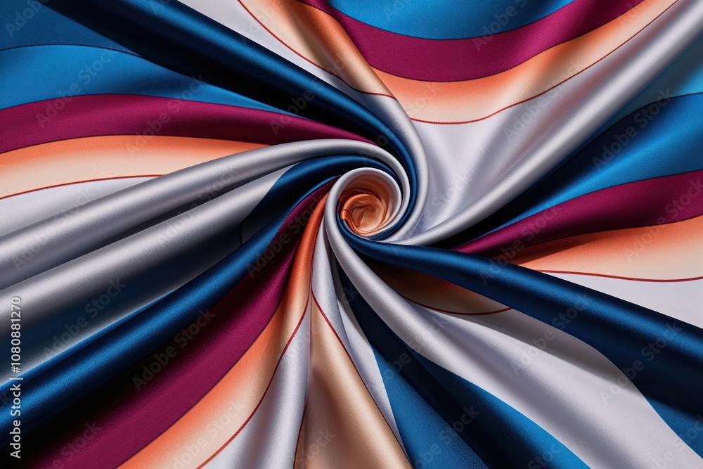 Aufkleber satin fabric with gradient flow and multilayered wavy design