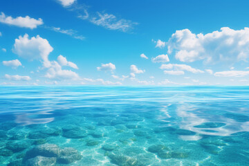 Obraz premium Ocean Water with Blue Sky and Clouds