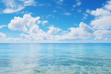 Ocean Water with Blue Sky and Clouds
