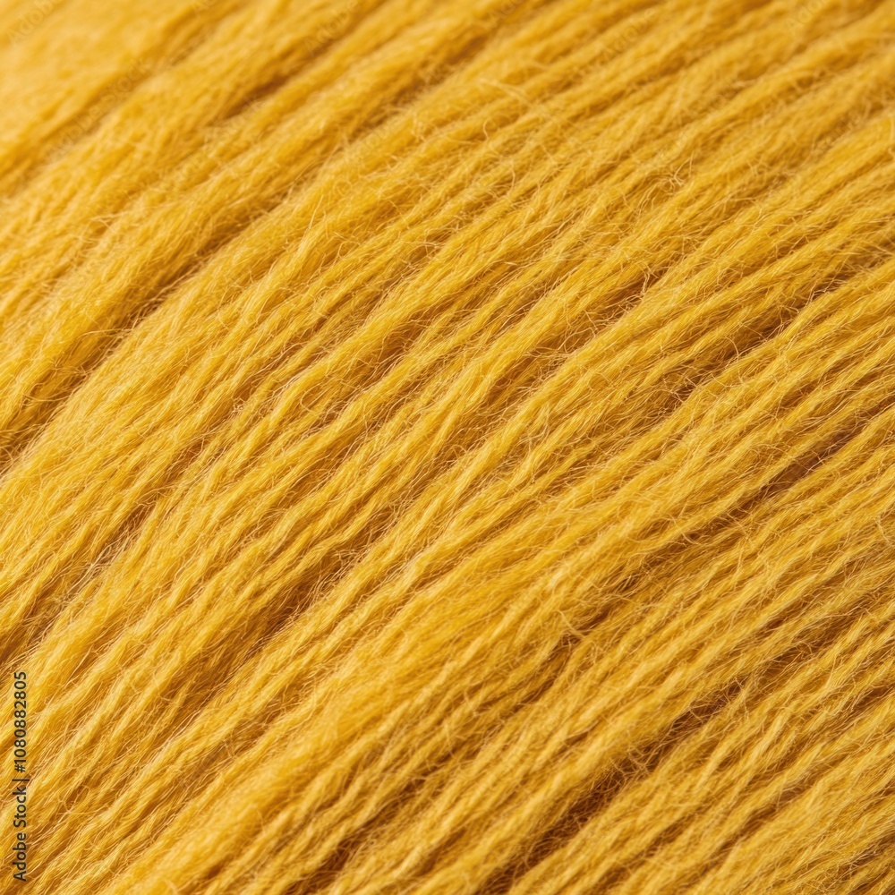 Poster close-up view of soft yellow yarn texture showcasing fibers and color variations perfect for craft a