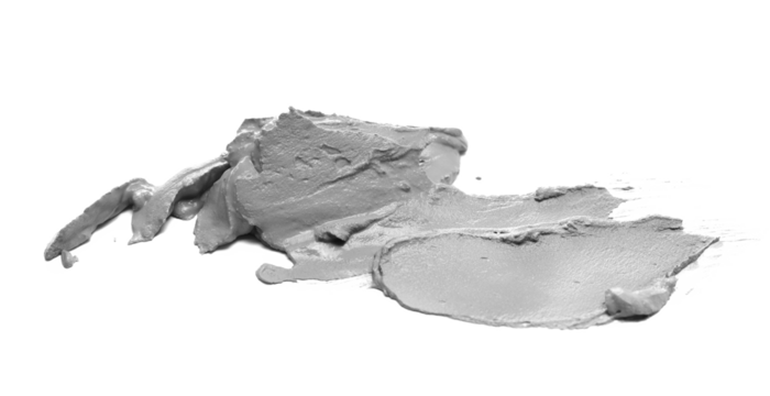 Wet cement, mortar isolated on white background, side view	