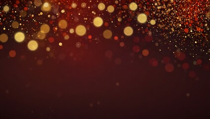 A dark reddish-brown background with many small, golden and reddish lights scattered on top.

