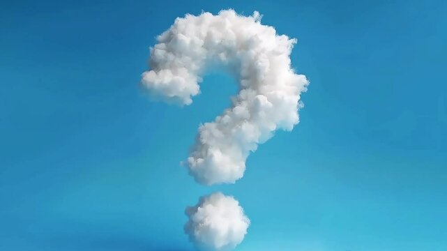 question mark shaped cloud on a blue background