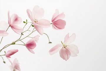 Delicate Pink Flowers on a White Background: A Botanical Masterpiece