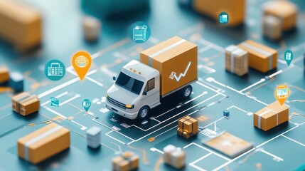 Fototapeta premium Transportation logistics managed through supply chain software