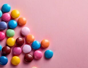 Obraz premium colorful candies forming a sweet background on pink surface