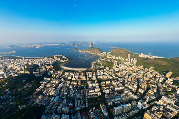 Aerial View of Botafogo Beach and Sugarloaf Mountain in Rio de Janeiro, Brazil