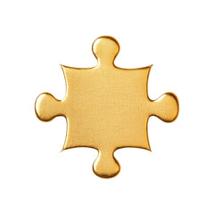 Obraz premium A single golden puzzle piece against a white background symbolizing problem-solving and unique contributions.