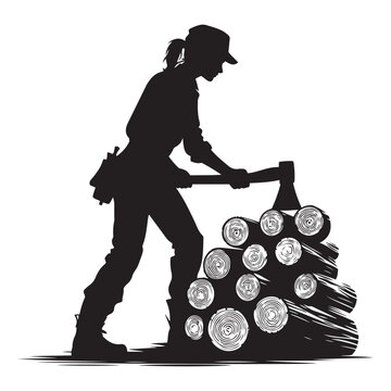 recommend clip art: Lumberjack chopping wood silhouette vector art black color design and solid white background 