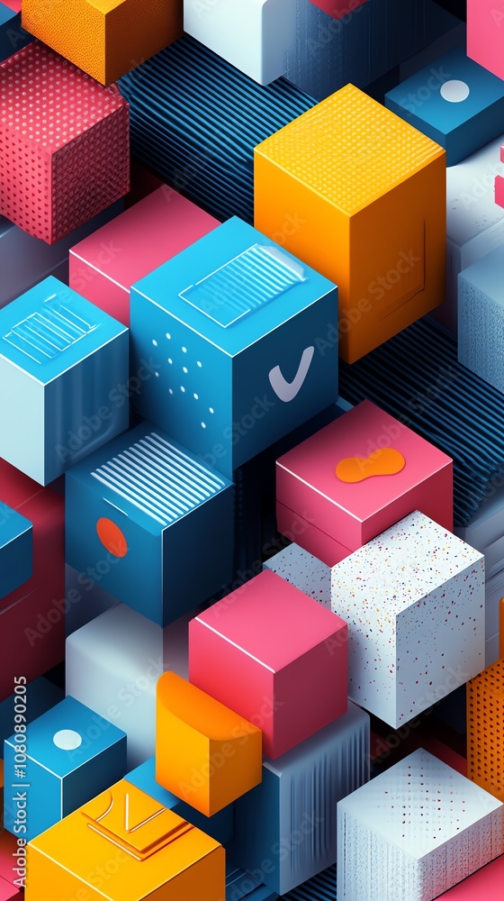 Poster Abstract 3D background with colorful cubes.