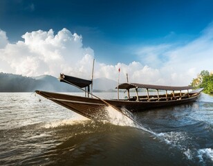 stop action of water made by traditional boat