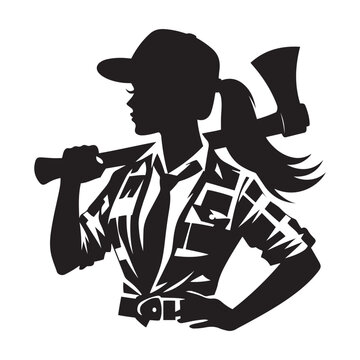 recommend clip art: Lumberjack chopping wood silhouette vector art black color design and solid white background 
