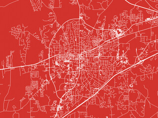 Christmas Map of Auburn Alabama, USA in Snowy White on Festive Red Background.