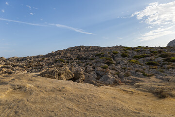 Seascape on the island of Rhodes. Sea and rocks