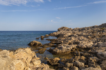 Seascape on the island of Rhodes. Sea and rocks