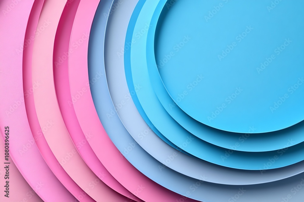 Poster abstract background with layered circles in pink and blue colors.