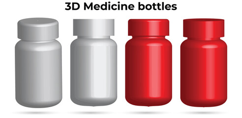 High-quality 3D medicine bottle designs for product displays, packaging visuals, and pharmaceutical mockups. Ideal for medical branding