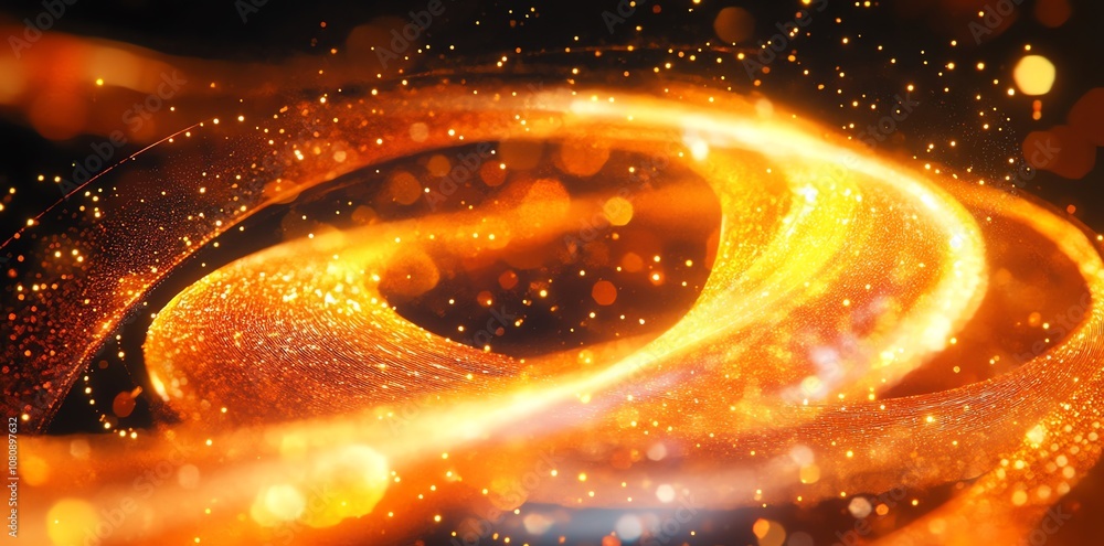 Poster Abstract background with swirling golden light and bokeh.