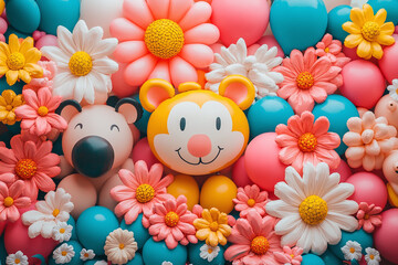 Naklejka premium Vibrant Colorful Balloons for Party Decorations, Birthday Celebrations, and Festive Events with Helium-Filled and Elegant Balloon Arrangements