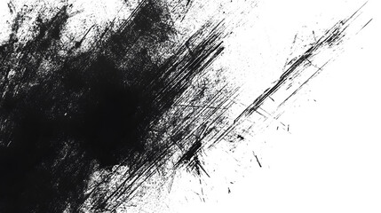 scratched black paper isolated on white background 