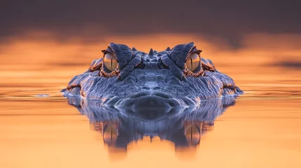 Gardinen Krokodil Crocodile Lurking in the Sunset  © Andsx