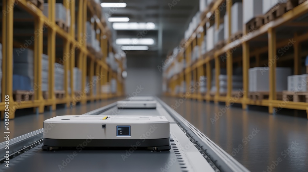 Aufkleber warehouse automation technology in action with conveyor systems