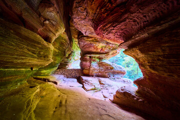 Sandstone Cave with Forest View at Eye Level Hocking Hills Ohio