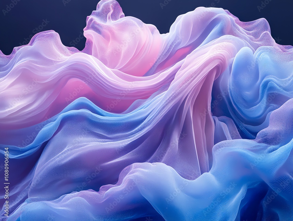 Poster Abstract flowing pink and blue fabric, creating a wave-like pattern.