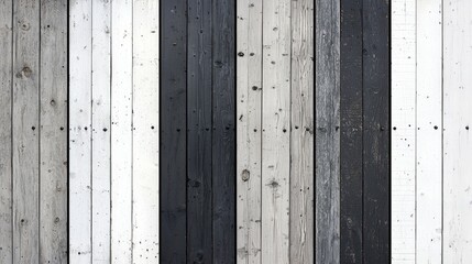 Textured Background of Vertical Wood Planks in Shades of Black, White, and Gray, Perfect for Rustic, Farmhouse, or Minimalist Design Projects and Print Applications