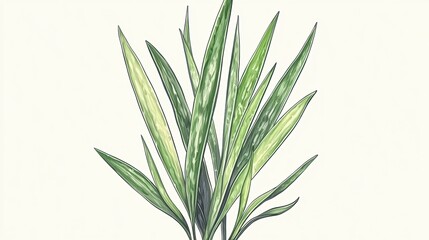 Fototapeta premium Vibrant Green Plant with Long Leaves Displaying Natural Beauty and Texture, Perfect for Illustrating Freshness, Growth, and Environmental Concepts in Design Projects