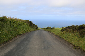 road in the countryside where Azores rally is taking place