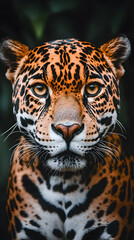 Fototapeta premium Close-Up Portrait of a Jaguar with Intense Gaze