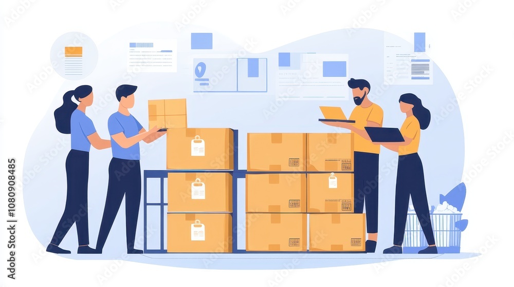 Poster warehouse team managing inventory with real time data