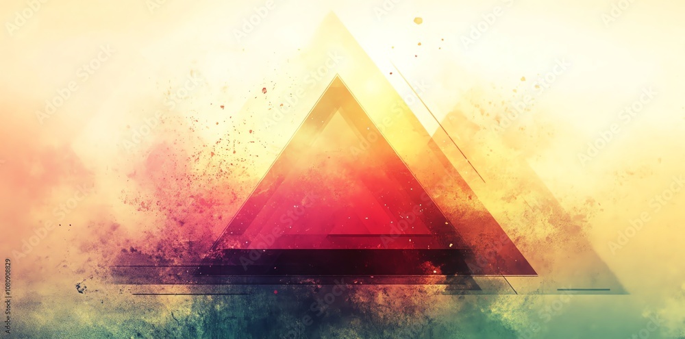 Aufkleber abstract geometric triangle shapes in a textured grunge background.