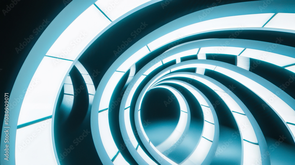Aufkleber a swirling tunnel of blue and white light creating a futuristic abstract design in a mesmerizing spi