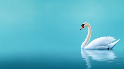 Obraz premium Elegant White Swan on Calm Blue Water Serenity Nature Bird Wildlife Peace