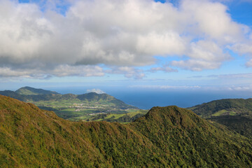 Fototapeta premium landscape with mountains and clouds - São Miguel - Azores islands