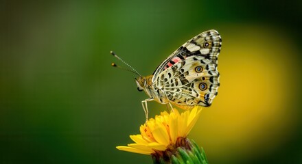 Obraz premium Serene butterfly resting on vibrant yellow flower