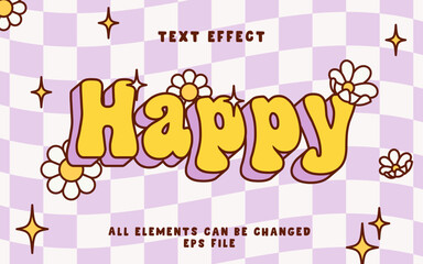happy groovy style editable text effect for poster, t-shirt, merchandise, logo