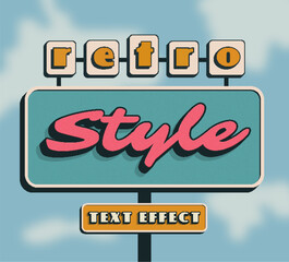 retro style board sign editable text effect type for poster, logo, title, t-shirt, merchandise