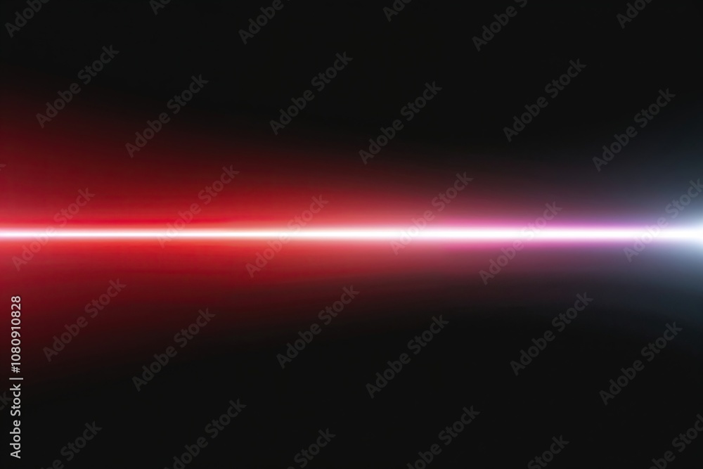 Poster red glowing light effect on black background - abstract horizontal gradient line with lens flare des